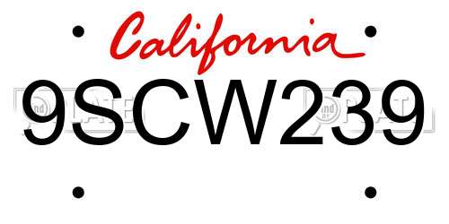 9SCW239 California License Plate
