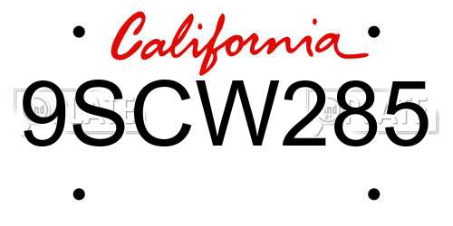 9SCW285 California License Plate