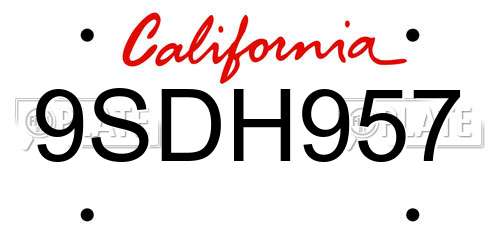 9SDH957 California License Plate