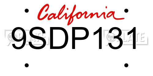 9SDP131 California License Plate