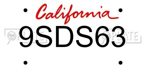 9SDS63 California License Plate