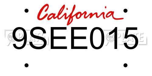 9SEE015 California License Plate