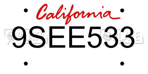 9SEE533 California License Plate