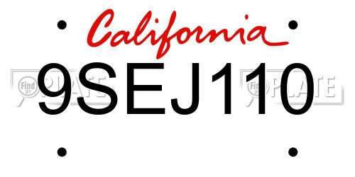 9SEJ110 California License Plate