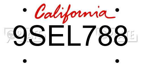9SEL788 California License Plate