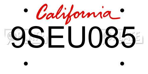 9SEU085 California License Plate