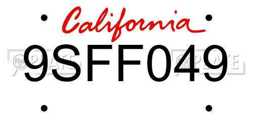 9SFF049 California License Plate
