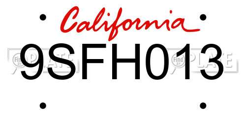 9SFH013 California License Plate