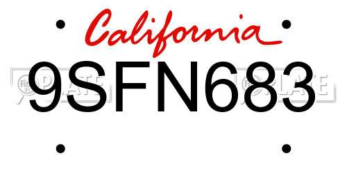 9SFN683 California License Plate
