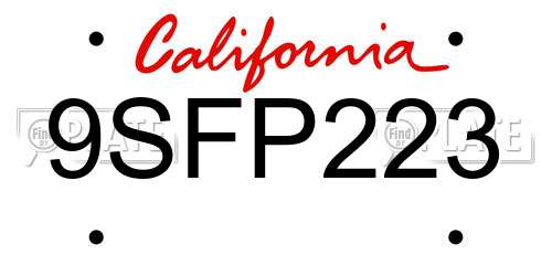 9SFP223 California License Plate