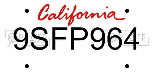 9SFP964 California License Plate