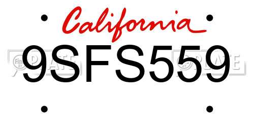 9SFS559 California License Plate