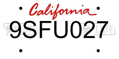 9SFU027 California License Plate