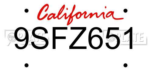 9SFZ651 California License Plate