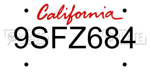 9SFZ684 California License Plate