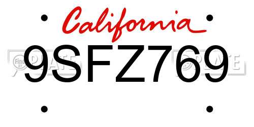 9SFZ769 California License Plate