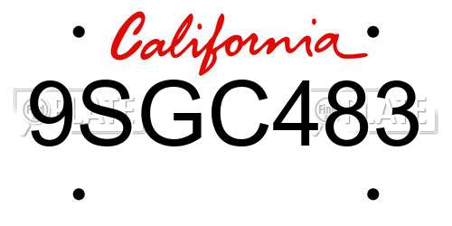 9SGC483 California License Plate