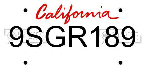 9SGR189 California License Plate