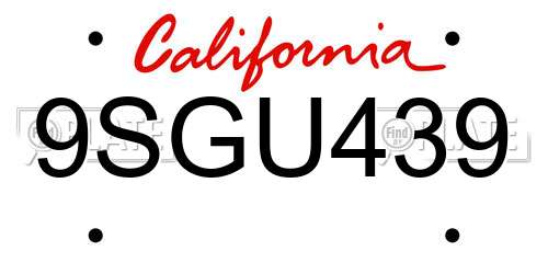 9SGU439 California License Plate