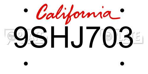9SHJ703 California License Plate