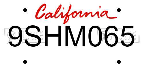 9SHM065 California License Plate