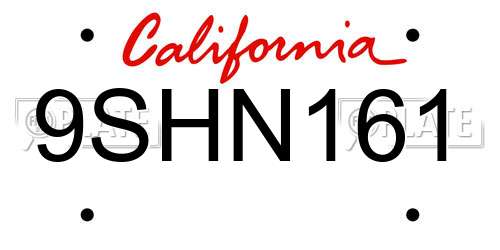 9SHN161 California License Plate