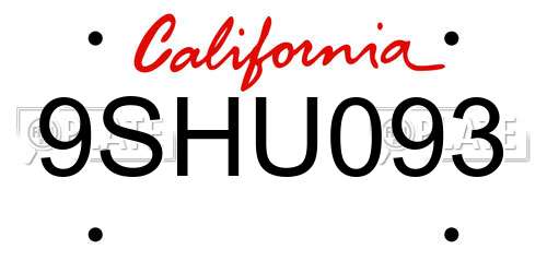 9SHU093 California License Plate