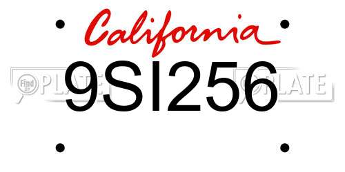 9SI256 California License Plate