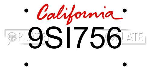 9SI756 California License Plate