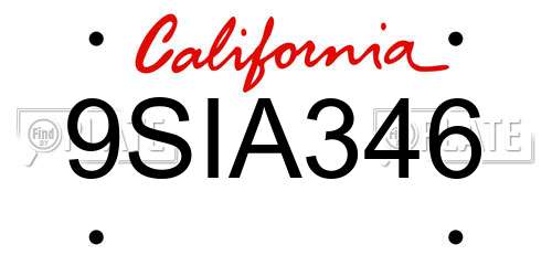 9SIA346 California License Plate