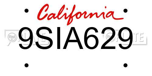 9SIA629 California License Plate