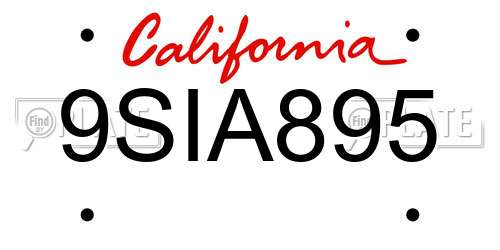 9SIA895 California License Plate