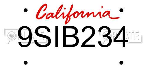 9SIB234 California License Plate