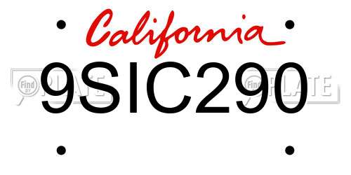 9SIC290 California License Plate