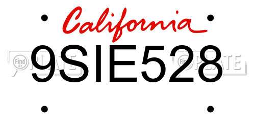 9SIE528 California License Plate