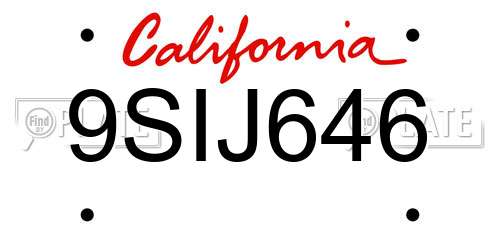 9SIJ646 California License Plate