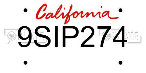 9SIP274 California License Plate