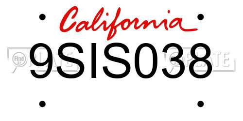 9SIS038 California License Plate