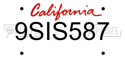 9SIS587 California License Plate