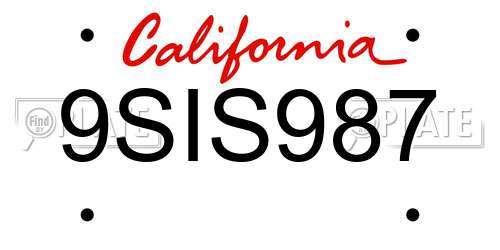 9SIS987 California License Plate