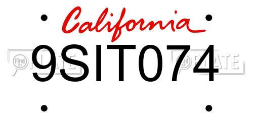 9SIT074 California License Plate