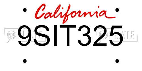 9SIT325 California License Plate