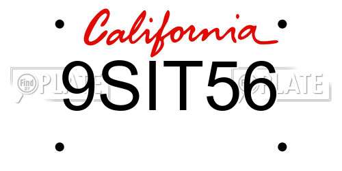 9SIT56 California License Plate