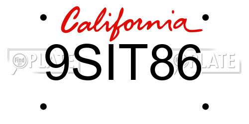 9SIT86 California License Plate