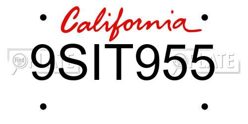 9SIT955 California License Plate