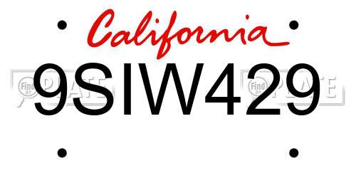 9SIW429 California License Plate
