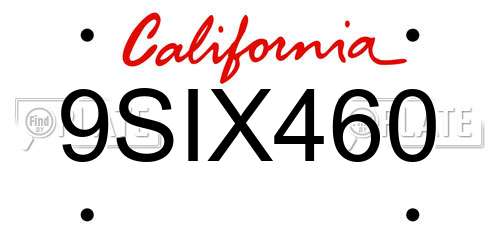9SIX460 California License Plate