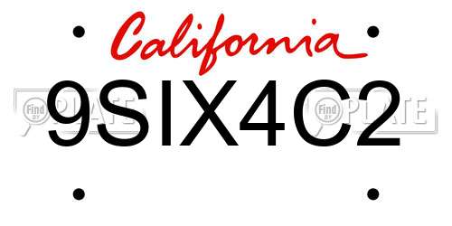 9SIX4C2 California License Plate
