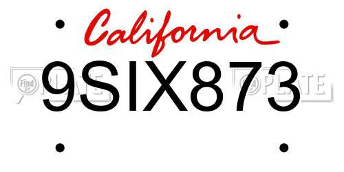 9SIX873 California License Plate