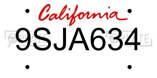 9SJA634 California License Plate